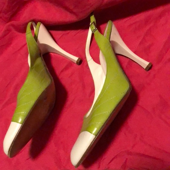 Mano Italian Lesther Lime/White slingbacks size 8 - Picture 3 of 4